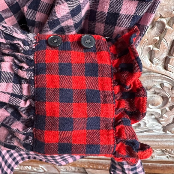 Red and Pink Checkered Ruffle Blouse - Picture 5 of 5